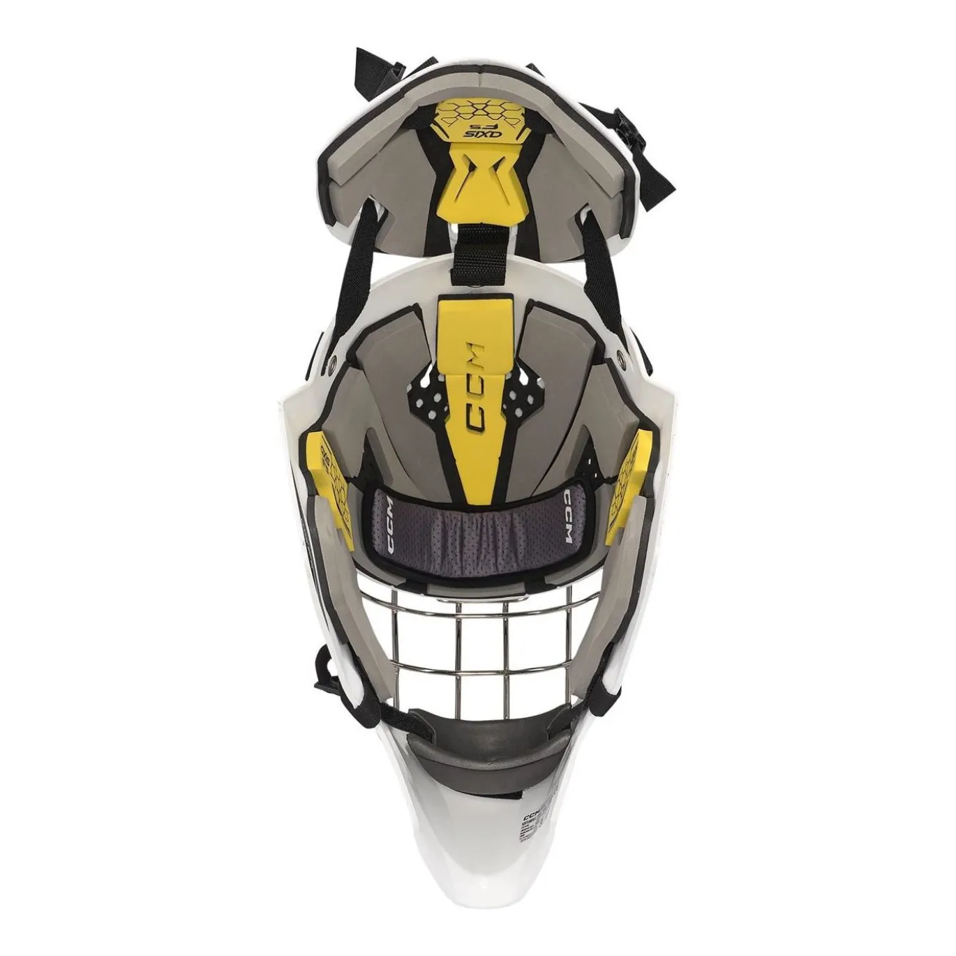 CCM Målvaktsmask Axis F5 Certified Cat-Eye Dekal Yth White/Royal