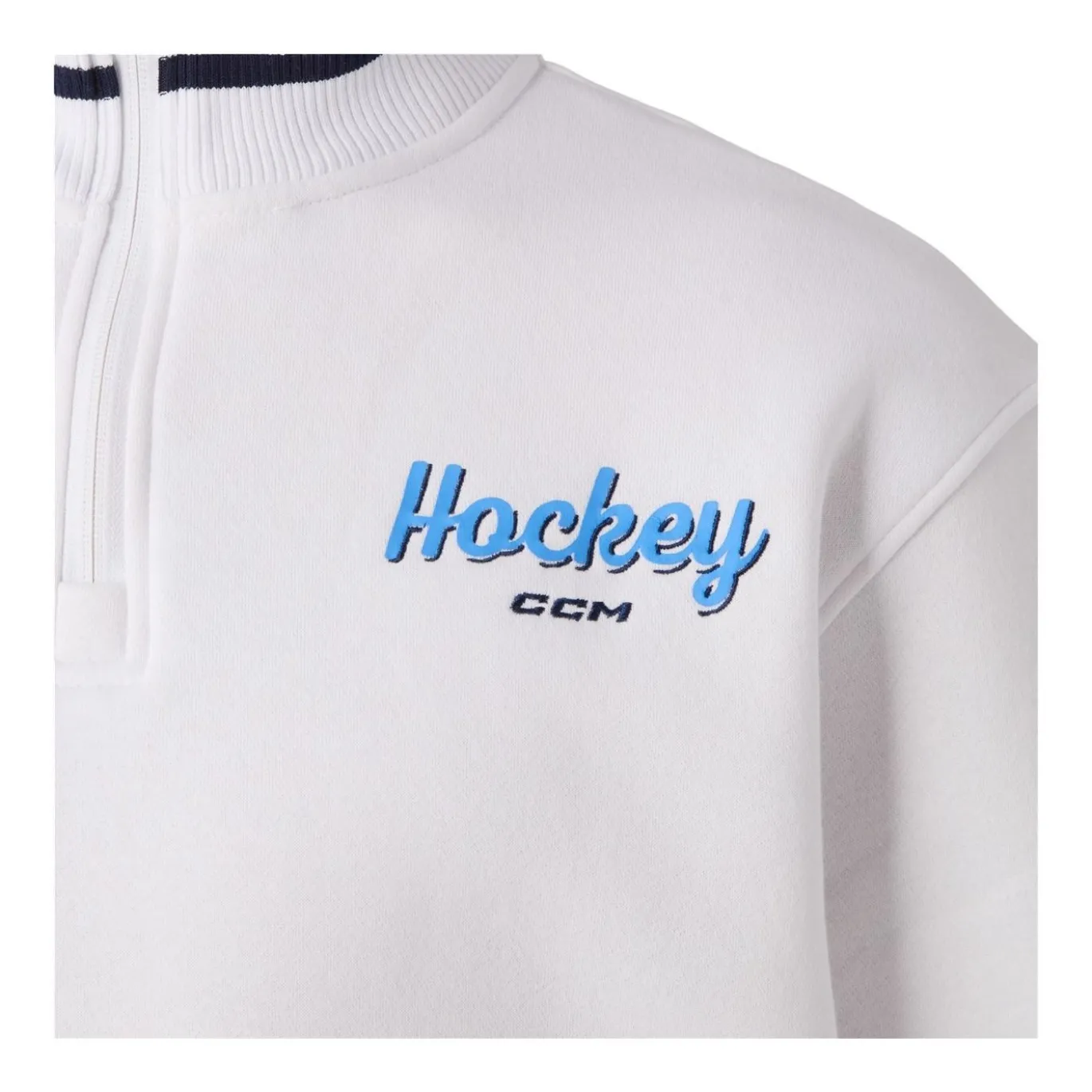 CCM Tröja Stripe Quarter Zip Sr White