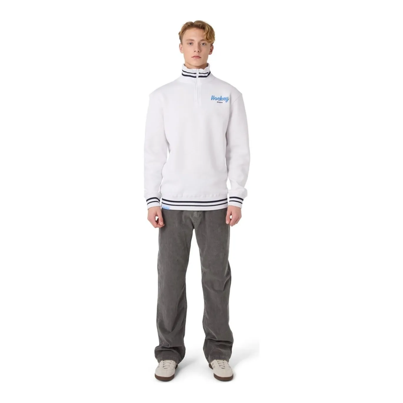 CCM Tröja Stripe Quarter Zip Sr White