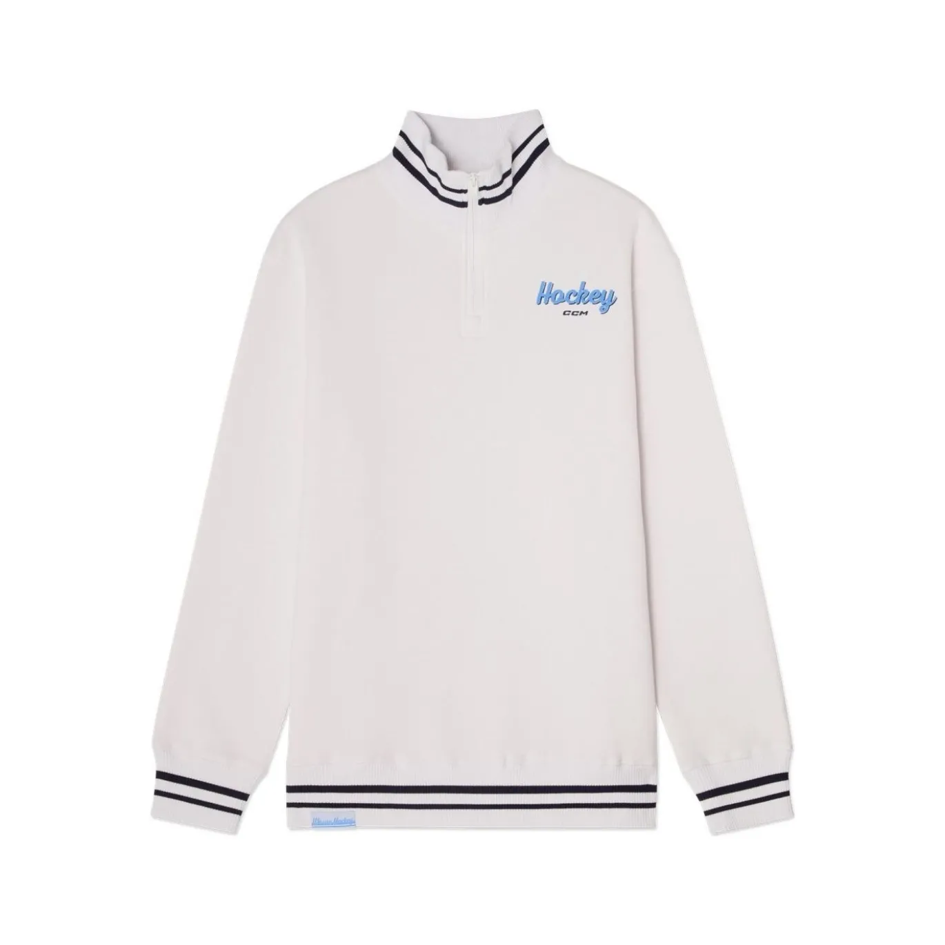 CCM Tröja Stripe Quarter Zip Sr White